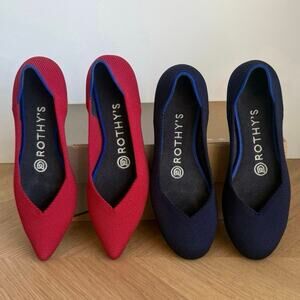 Rothy’s Deep Red /Navy Blue Women Slip On Shoes (2 PAIRS) - SZ 5